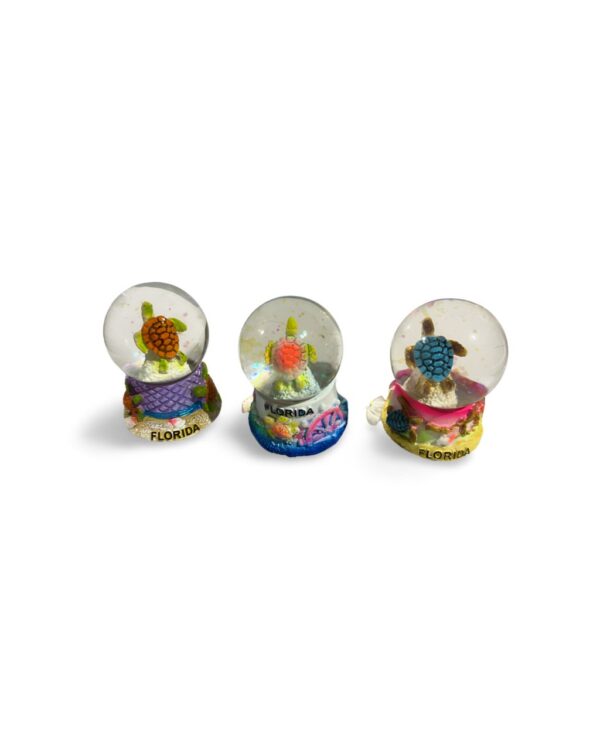 Polyresin Turtles Snow Globe with Florida text - Orange, Pink and Blue (Small Size)