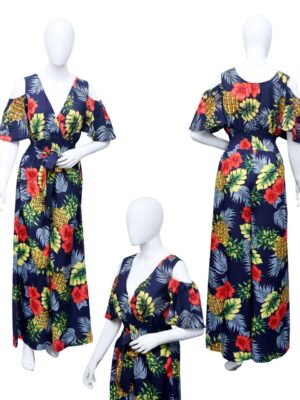 Adjustable Waist Palazzo Pant - Hawaiian Ladies Cold Shoulder Jumpsuit Prepack