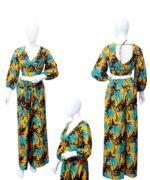 Adjustable Crop Top and Palazzo Pant Set Ladies Hawaiian Prepack