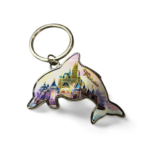 Florida Fish Shape Metal Key Chain - "Castle Light"