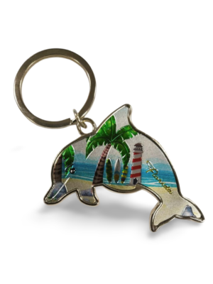 Florida Fish Shape Metal Key Chain - "Beach Moments"