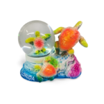 Polyresin Dual Turtle Snow Globe with Florida - Orange