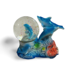 Polyresin Dual Dolphin Snow Globe with Florida - Blue