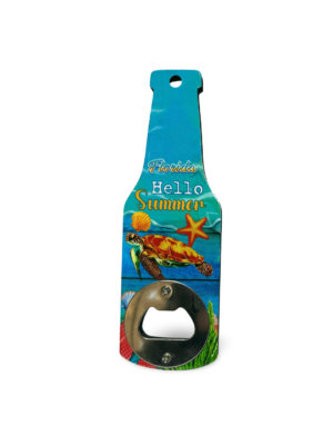 Florida Wooden Magnet Bottle  Opener - "Hello Summer Sea Life"