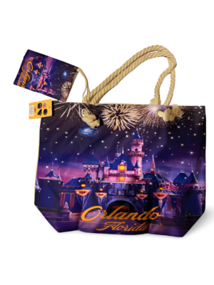 Florida Beach Bag with Purse - "Orlando Castle Fireworks"