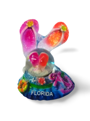 Polyresin Dual Beach Slippers Snow Globe with Florida - Pink with Orange