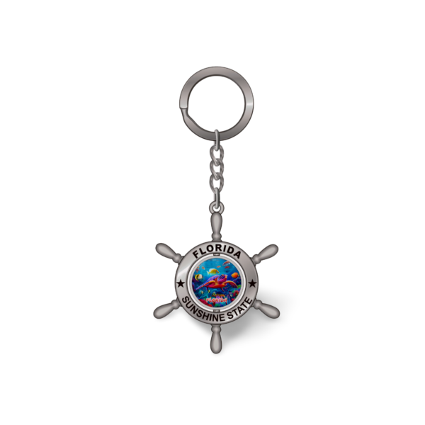 Florida Metal Key Chain - "Sunshine State Sea Turtle"