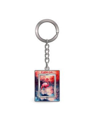 Florida Metal Key Chain - "Flamingo Lake"