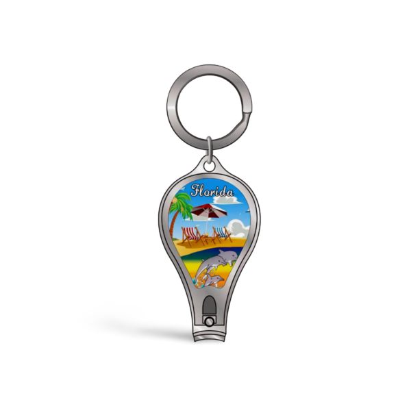 Florida Nail Clipper Key Chain (Metal) - "Beach & Dolphin"