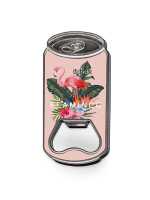 Florida Magnet Bottle Opener (Metal) - "Flamingo & Leaf"