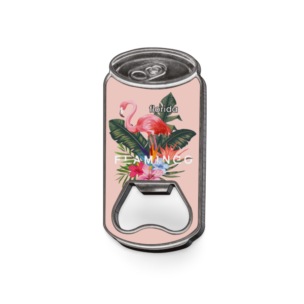 Florida Magnet Bottle Opener (Metal) - "Flamingo & Leaf"
