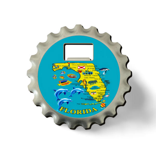 Florida 3-in-1 Coaster, Magnet, and Bottle Opener (Metal) - "Ocean Life"