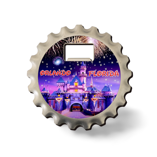 Florida 3-in-1 Coaster, Magnet, and Bottle Opener (Metal) - Florida Orlando Castle Fireworks