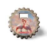 Florida 3-in-1 Coaster, Magnet, and Bottle Opener (Metal) - "Flamingo In Love"