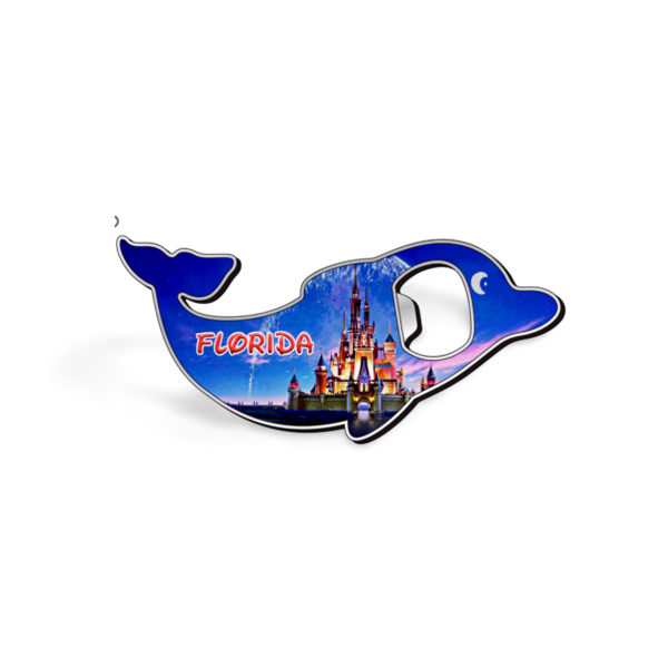 Florida Dolphin Magnet and Bottle Opener (Metal) - "Florida Castle Night"