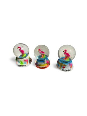 Polyresin Flamingo Snow Globe with Florida - All Pink with Base variation (Small Size)