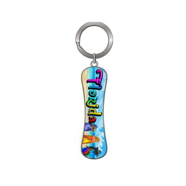 Florida Skateboard Metal Key Chain - "Sunny Day at Beach"