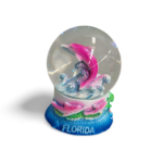 Polyresin Dolphin Snow Globe with Florida - Pink, Grey and Blue (Large Size)