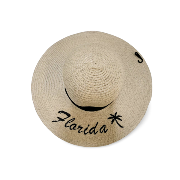 Florida Straw Hat - "Coconut Tree" Navy, Pastel Grey, Pinkish Grey, Heathered Grey, Clay Brown, Hazel Green