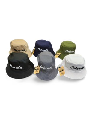 Florida 100% Cotton Reversible Bucket Hat "Florida Orlando" - Brown, Blue, Green, Black, Grey, White