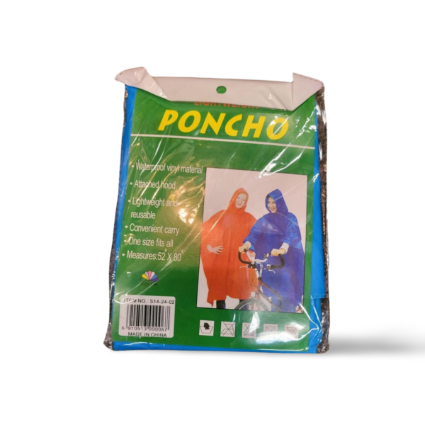 Lightweight Adult Poncho - Green, Blue, Red, Pink