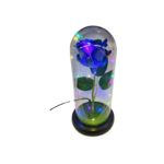 Color Changing Light Flower in a Glass Dome (USB Included) - "Single Rose" Blue, Pink, Red