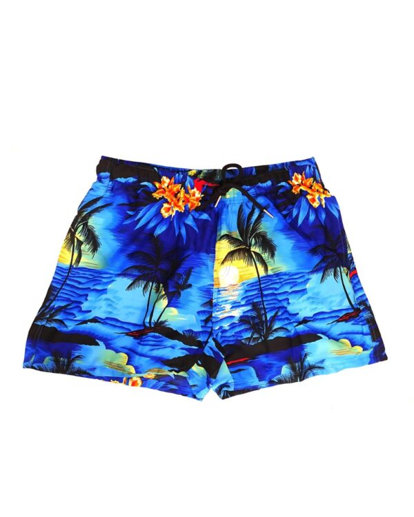 Men's Hawaiian Shorts 'BLUE PALM BLACK'
