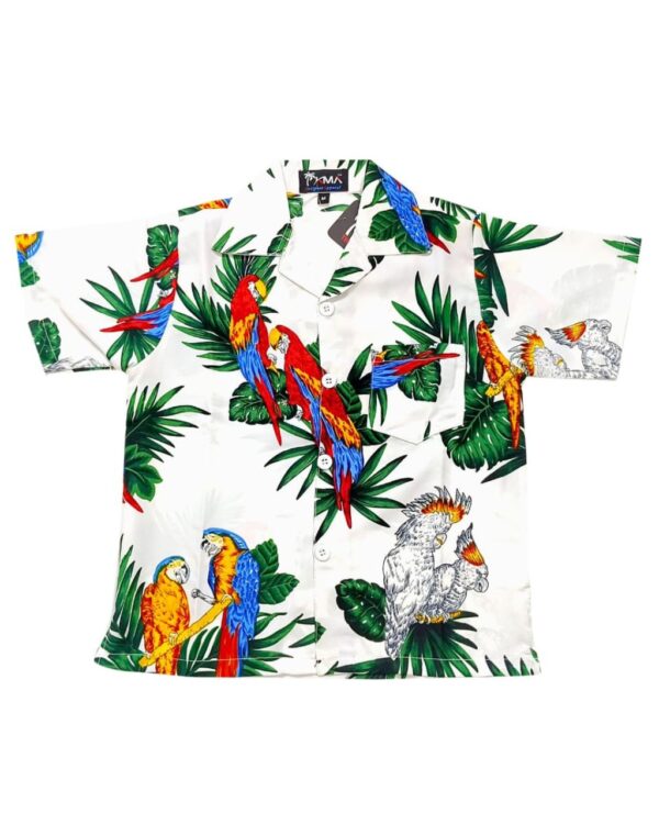 Boys Hawaiian Shirt 'PARROT WHITE'