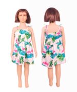 Girls' Sundresses with Adjustable Straps and Elastic Waist – Flamingo White and Flamingo Aqua