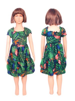 Girls' Ruffle Hem Sundress – Flamingo Navy and Flamingo Green