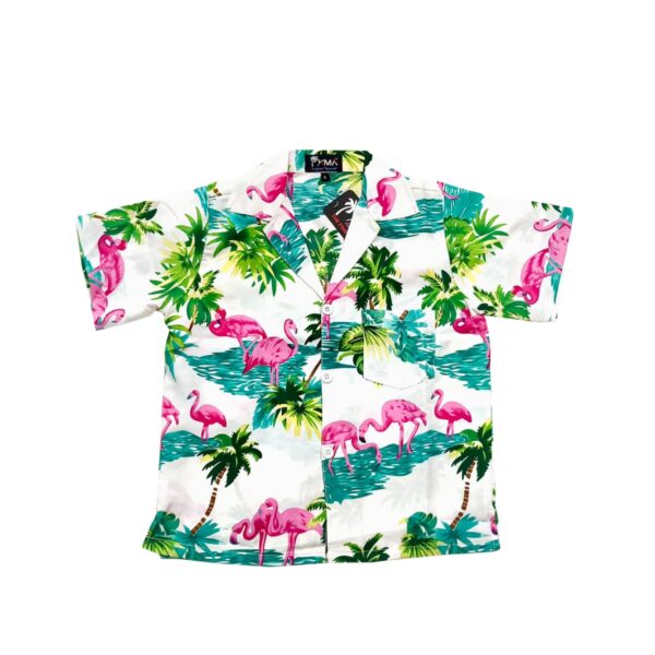 Boys Hawaiian Shirt 'FLAMINGO WHITE'