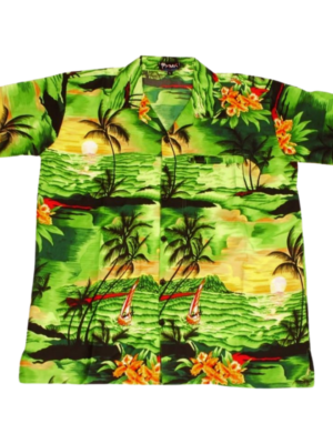 Men's Hawaiian Shirt 'GREEN PALM BLACK'