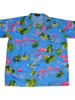 Men's Hawaiian Shirt 'FLAMINGO AQUA'