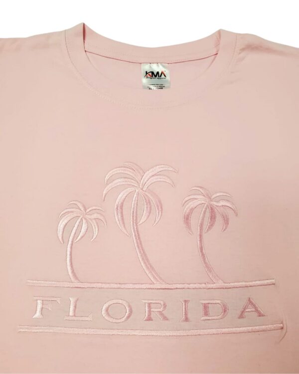 Embroidery T-shirt Florida 3 Palm Tree Pink