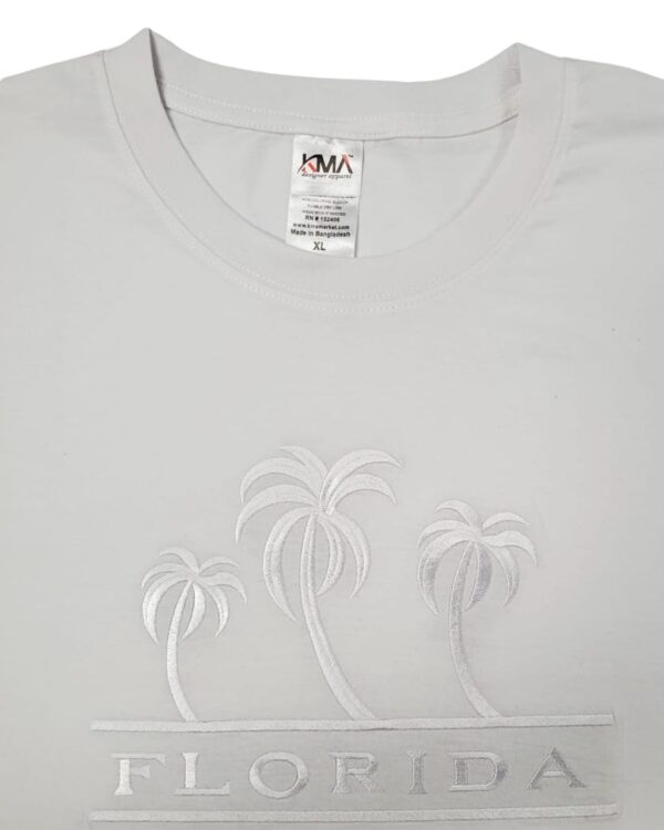 Embroidery T-shirt Florida 3 Palm Tree White