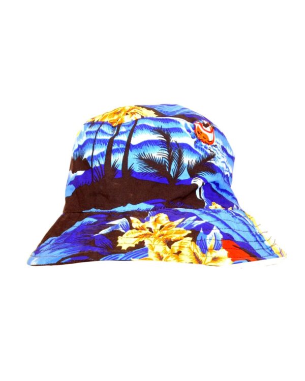 Hawaiian Bucket Hat 'BLUE PALM BLACK'