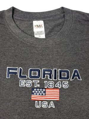 Embroidery T-shirt Florida USA Charcoal Heather