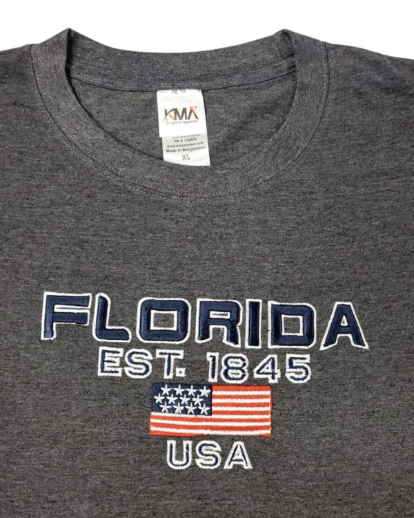 Embroidery T-shirt Florida USA Charcoal Heather