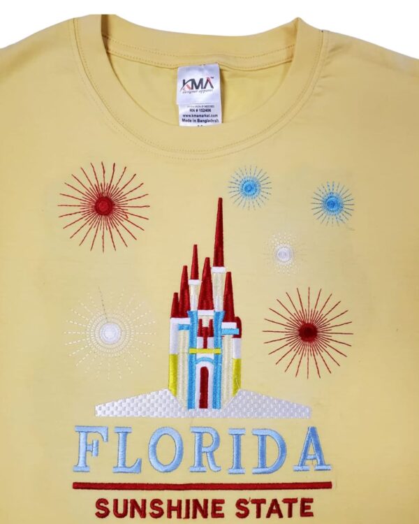 Embroidery T-shirt Florida Castle Yellow