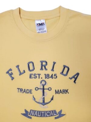 Embroidery T-shirt Florida Nautical Anchor Yellow