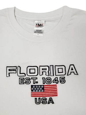 Embroidery T-shirt Florida USA White