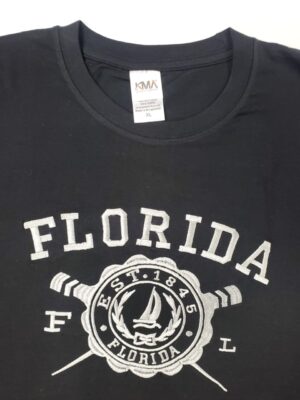 Embroidery T-shirt Florida Boat Black