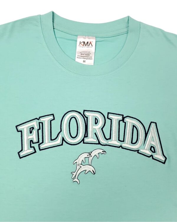 Embroidery T-shirt Florida Dolphin Celadon