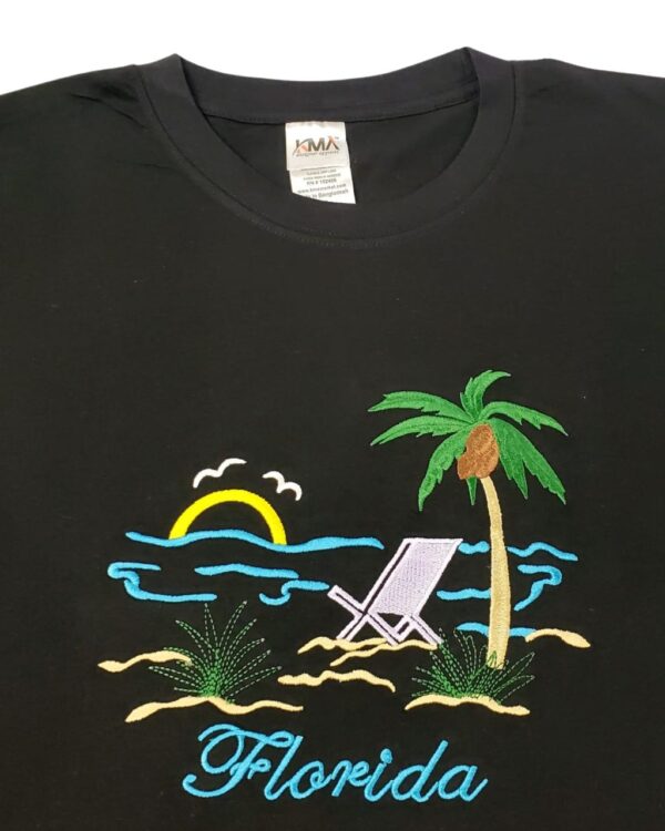 Embroidery T-shirt Florida Chair Palm Black