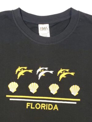 Embroidery T-shirt Florida Shell Dolphin Black