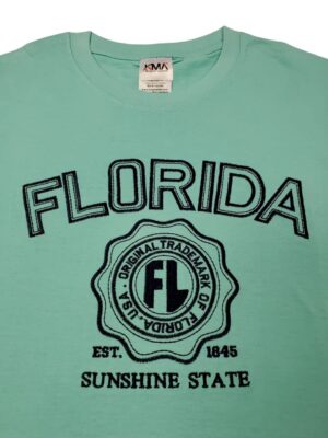 Embroidery T-shirt Florida College Celadon