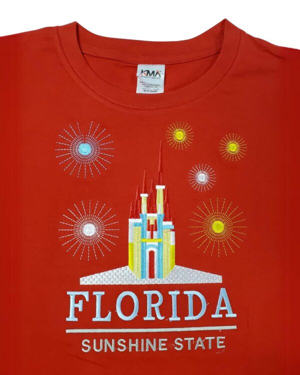 Embroidery T-shirt Florida Castle Red