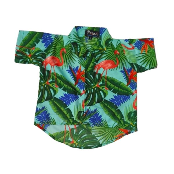 Hawaiian Dog Shirt 'FLAMINGO GREEN'