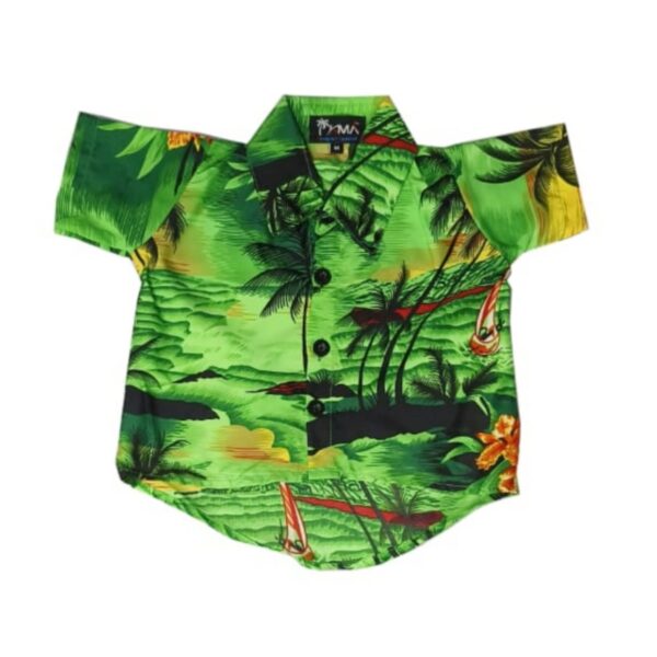 Hawaiian Dog Shirt 'GREEN PALM BLACK'