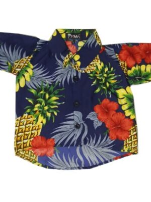 Hawaiian Dog Shirt 'PINEAPPLE NAVY'